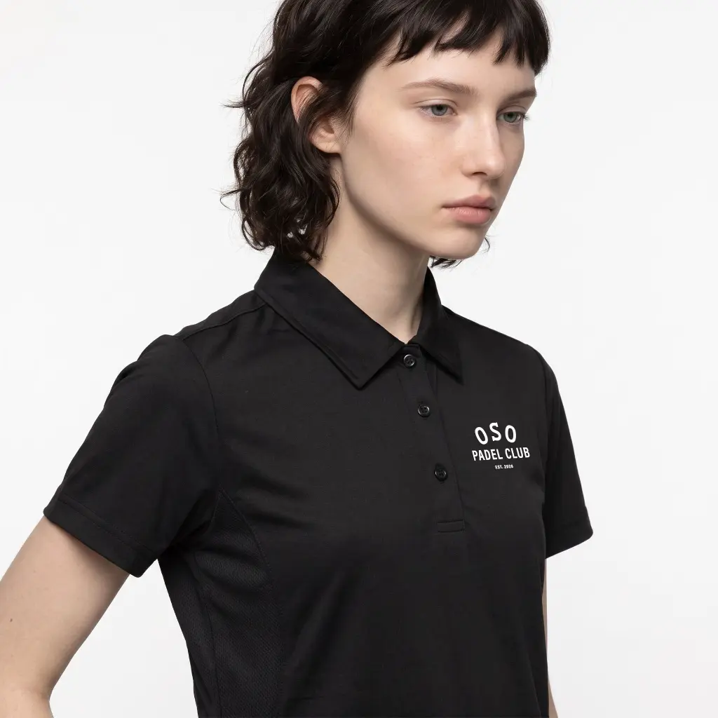 OSO Padel Club Court Polo Juego Ladies Black Close.webp